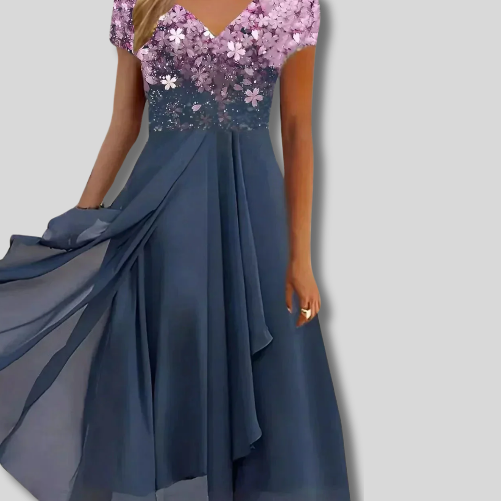 Whitley - Sophisticated Chiffon Midi Dress for Parties | Women's Elegant Attire