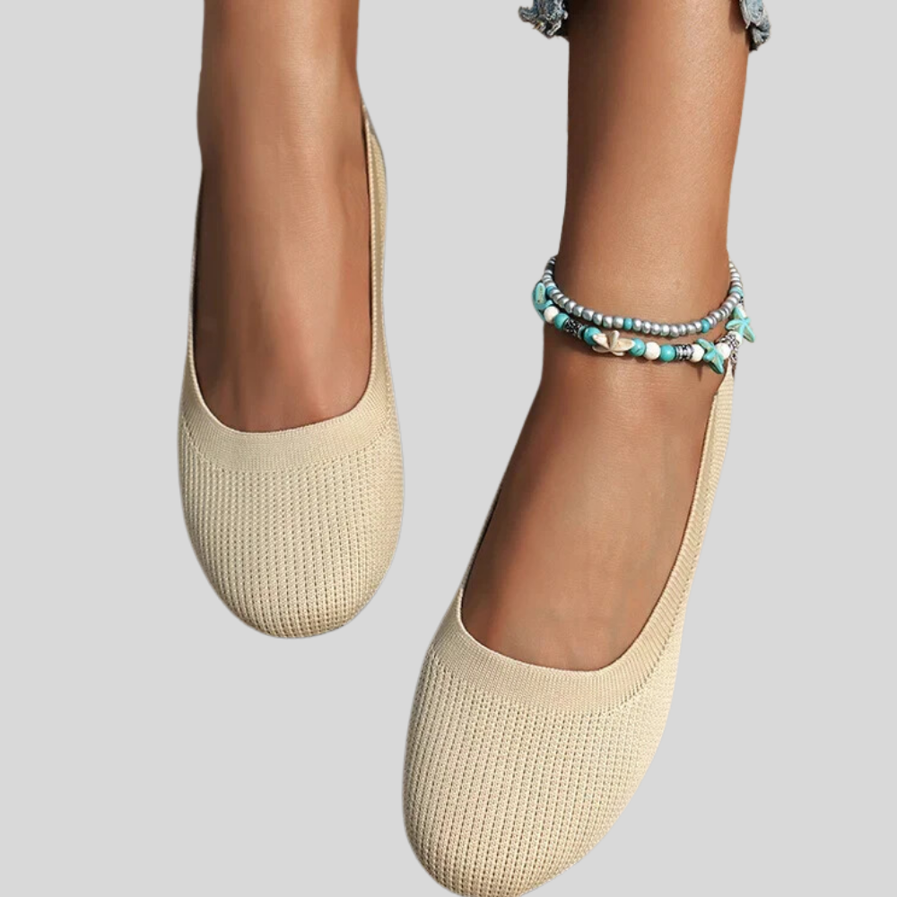 Frances - Chic Embellished Ballerinas with a Cozy Knitted Touch