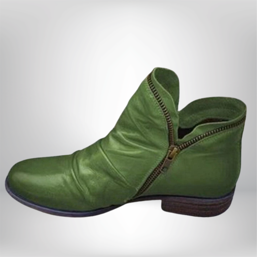 Stylish Ariana Leather Boots with Chic Zipper Detail