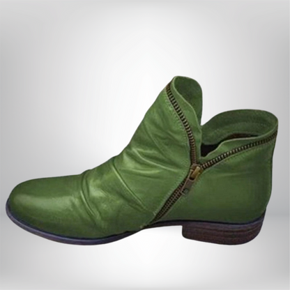 Stylish Ariana Leather Boots with Chic Zipper Detail