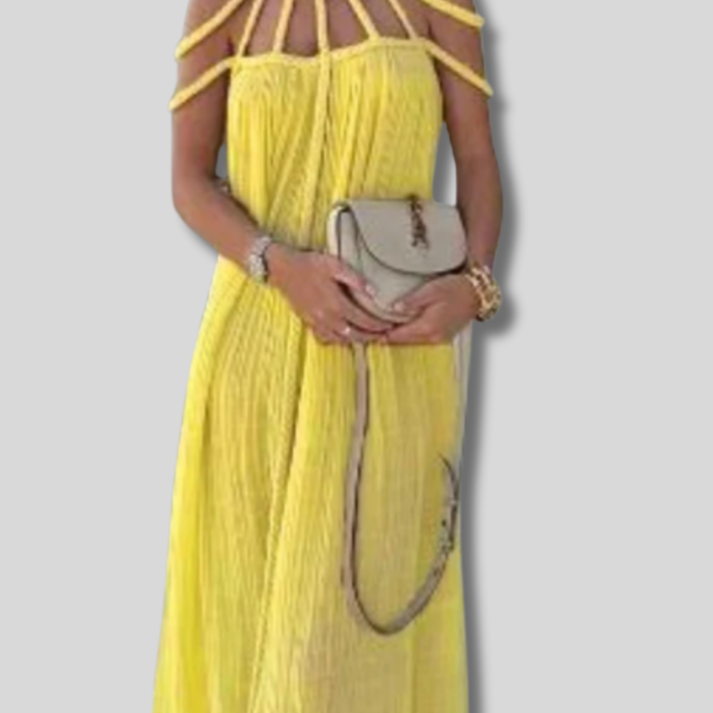 Isabella - Chic Women's Maxi Dress - Elegantly Draped Linen - Fashion Forward Style