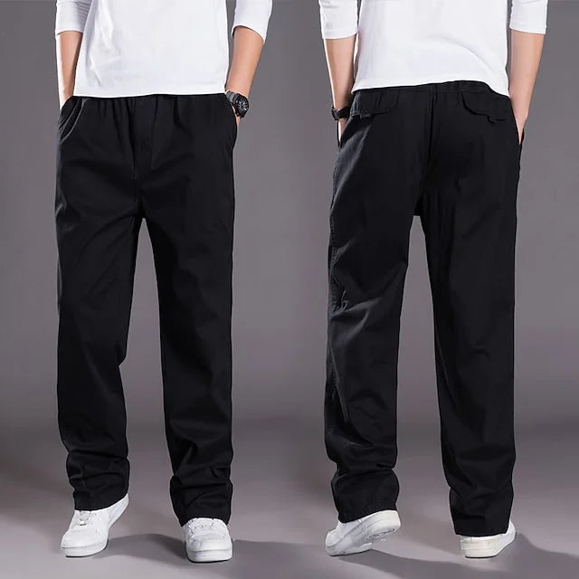 Versatile Elastic Waist Straight Fit Men's Cargo Pants