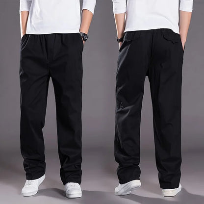 Versatile Elastic Waist Straight Fit Men's Cargo Pants