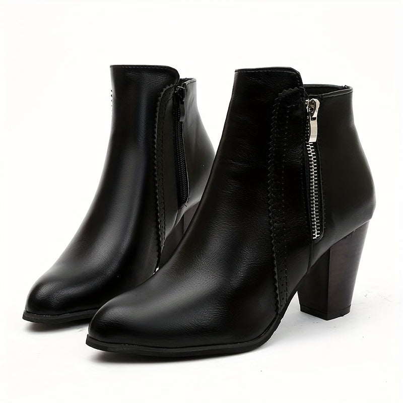 Lotte - Stylish Round-Toe Ankle Boots with a Trendy Chunky Heel