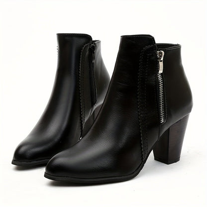 Lotte - Stylish Round-Toe Ankle Boots with a Trendy Chunky Heel