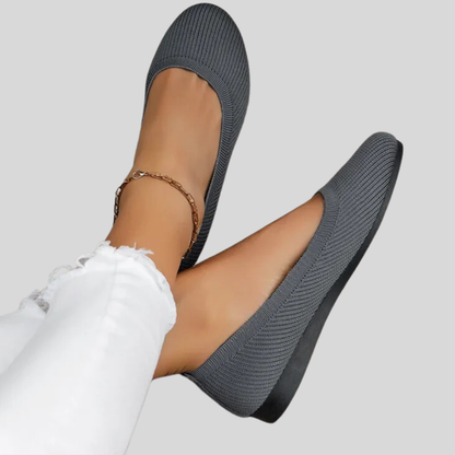 Frances - Chic Embellished Ballerinas with a Cozy Knitted Touch