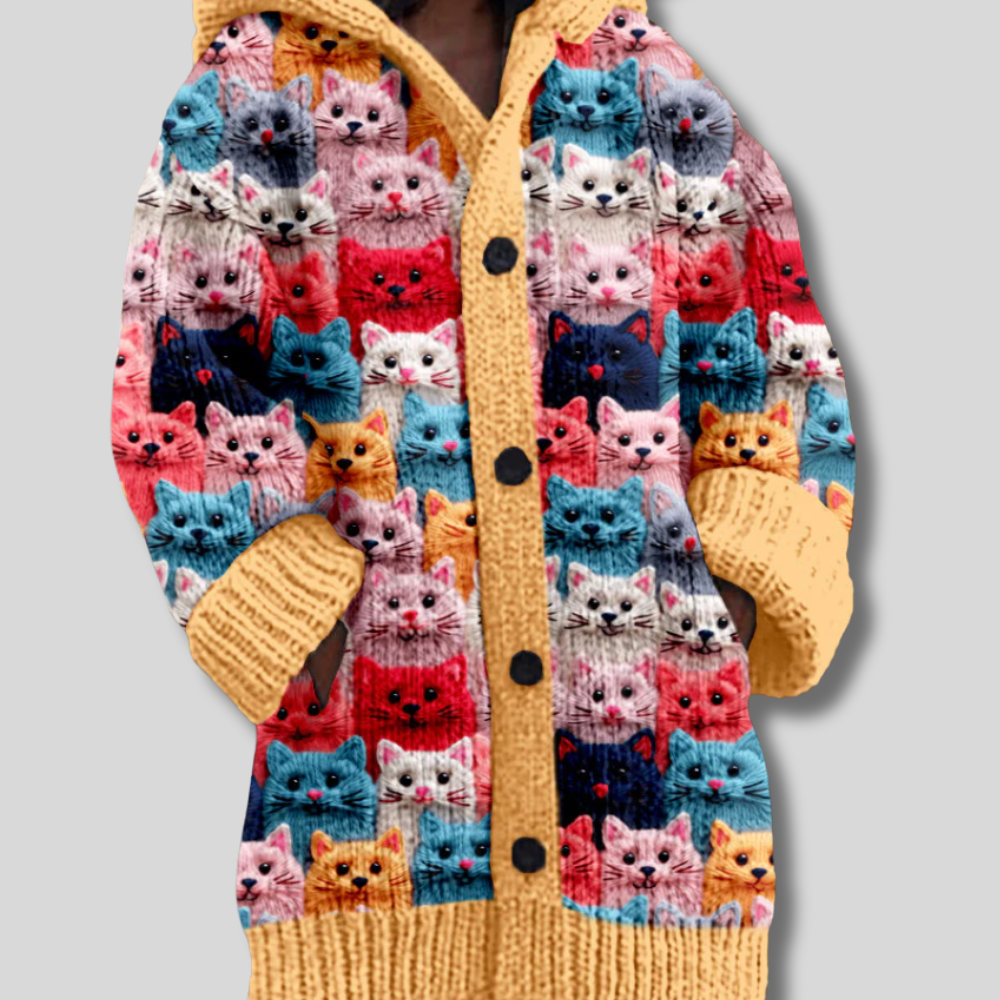 Idnira - Snuggly Autumn Cats Hoodie Cardigan for Maximum Comfort