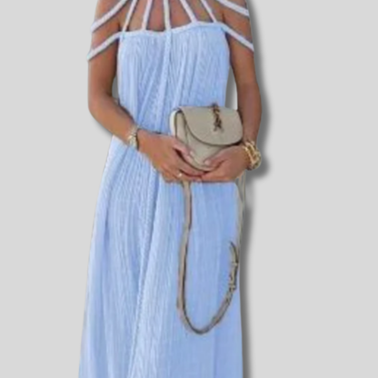 Isabella - Chic Women's Maxi Dress - Elegantly Draped Linen - Fashion Forward Style