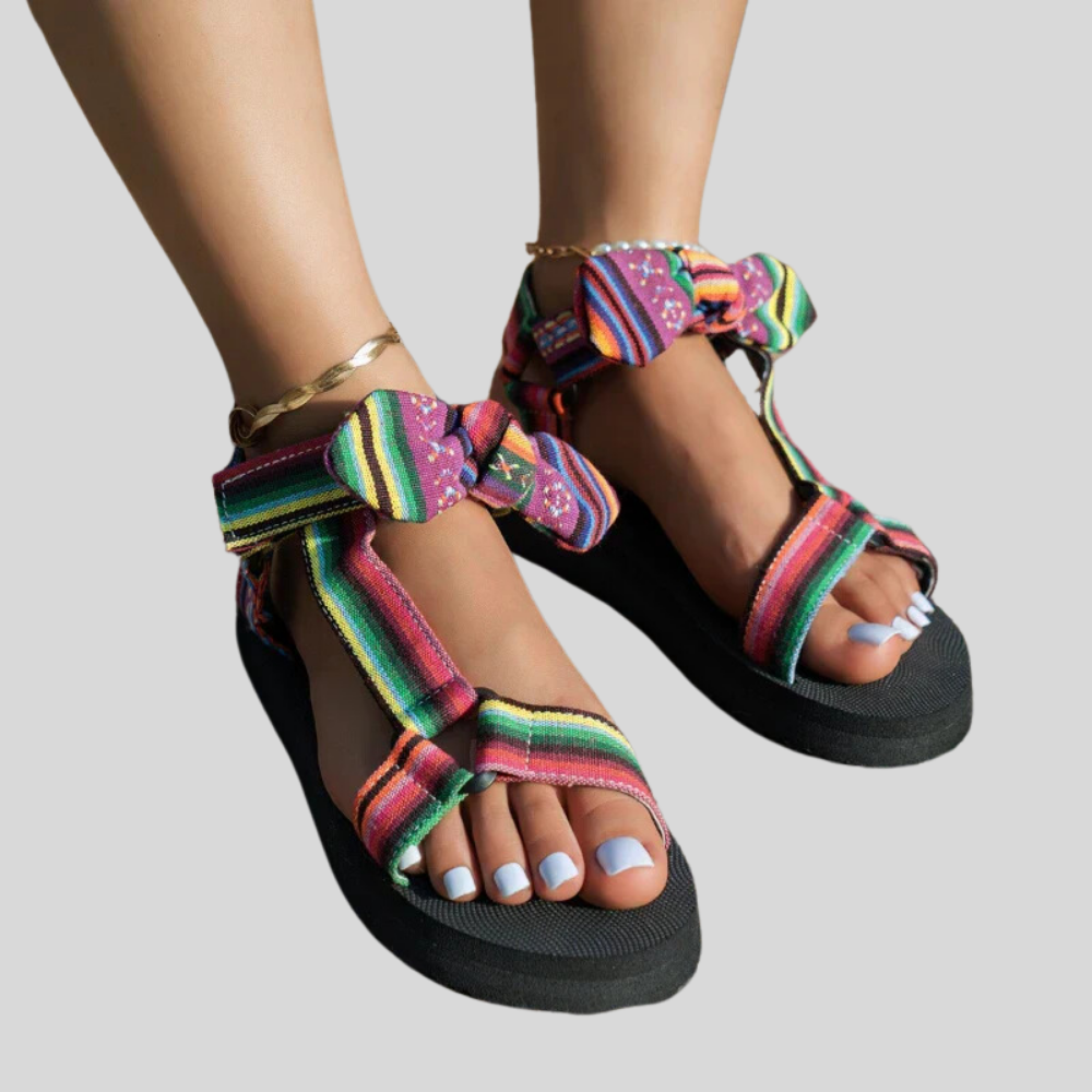 Stylish Leopard Print Flat Summer Sandals with Charming Bow