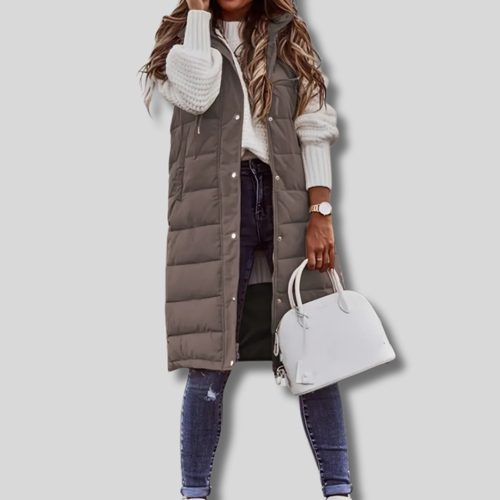 Chic Kiralee Women's Sleeveless Hooded Coat