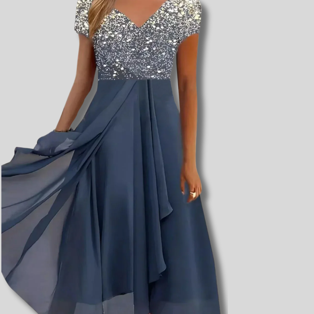 Whitley - Sophisticated Chiffon Midi Dress for Parties | Women's Elegant Attire