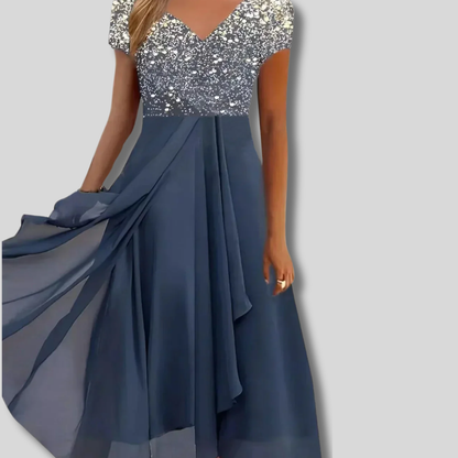 Whitley - Sophisticated Chiffon Midi Dress for Parties | Women's Elegant Attire