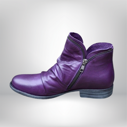 Stylish Ariana Leather Boots with Chic Zipper Detail