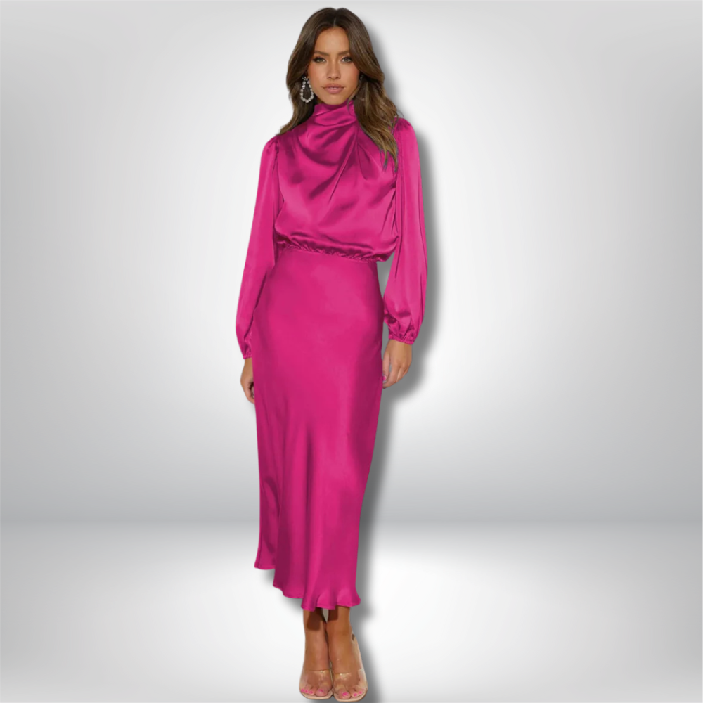 Ellie - Stunning Dress with Luxurious Satin Sleeves