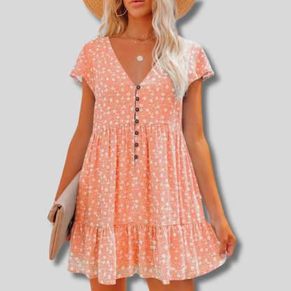 Angela - Effortlessly Stylish V-Neck Casual Dress