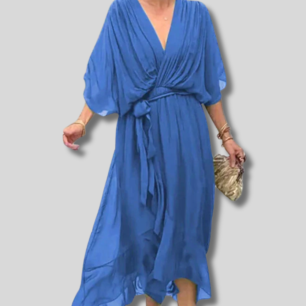 Sophisticated Elegance - V-Neck Dress for Women - Perfectly Comfortable Fit