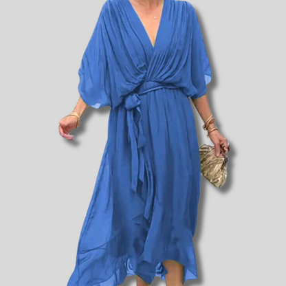 Sophisticated Elegance - V-Neck Dress for Women - Perfectly Comfortable Fit