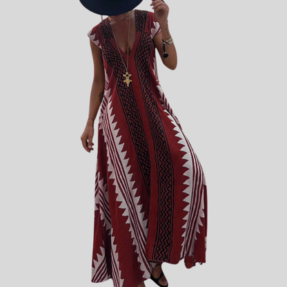 Carla - Stunning Women's Bohemian Maxi Dress Featuring a Chic Geometric Design