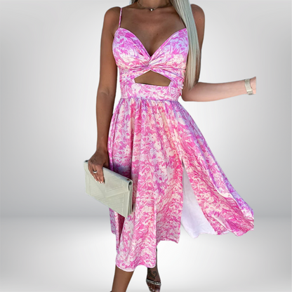 Alba - Elegant Slit Midi Dress for Effortless Style