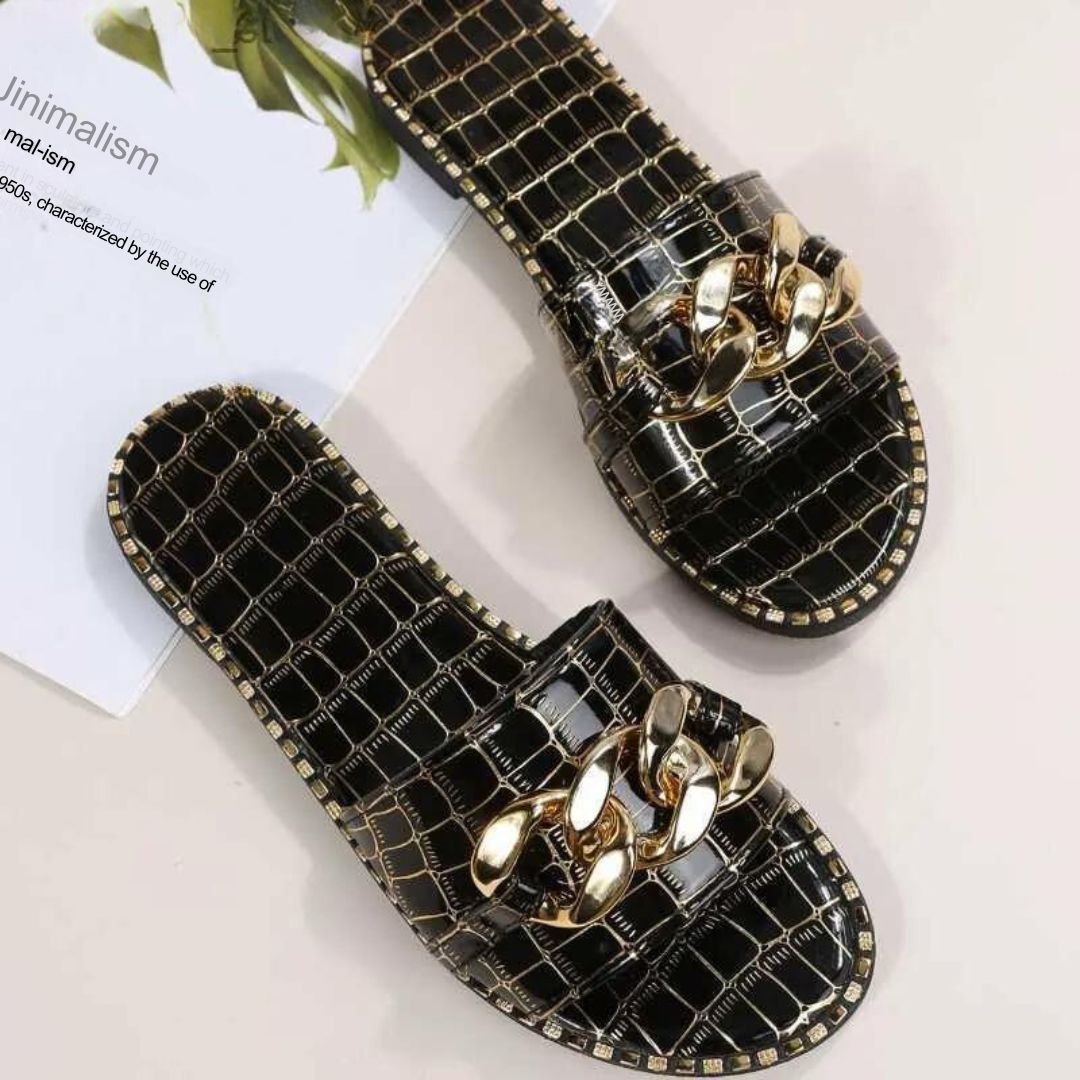 Edith - Stylish Crocodile-Printed Mules