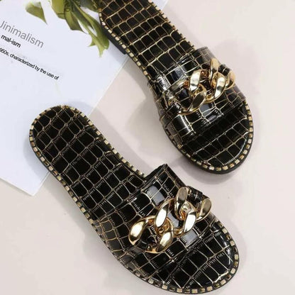 Edith - Stylish Crocodile-Printed Mules
