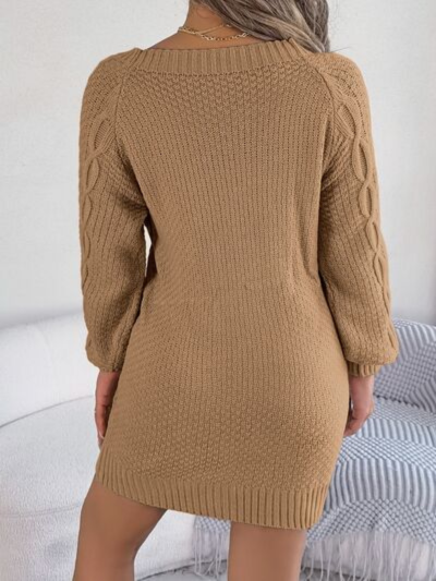 Chic Weslyn Cable Knit Sweater Dress with Stylish Round Neck | Versatile Jumper Vest