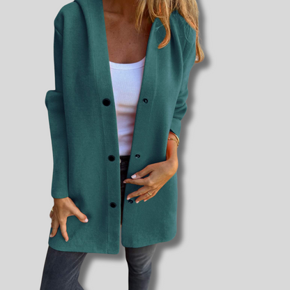 Charming Lizzy Cardigan Featuring Stylish Buttons and Cozy Hood