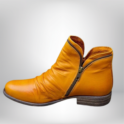 Stylish Ariana Leather Boots with Chic Zipper Detail