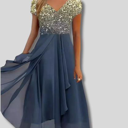 Whitley - Sophisticated Chiffon Midi Dress for Parties | Women's Elegant Attire