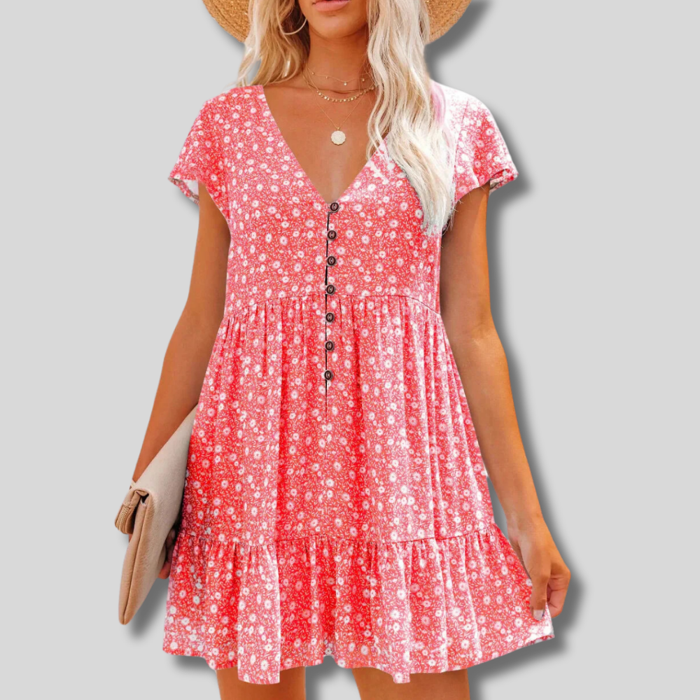 Angela - Effortlessly Stylish V-Neck Casual Dress