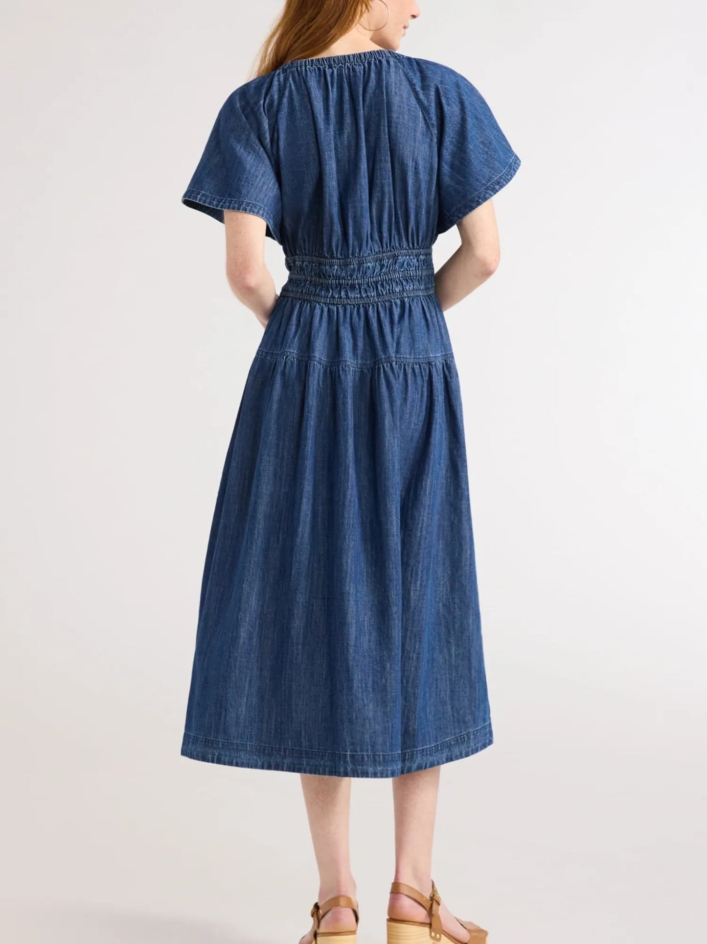 Denivie® – Women's Lightweight Denim Tiered Midi Dress