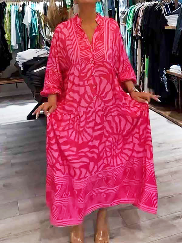 Chic Amira V-Neck Printed Maxi Dress for Effortless Style