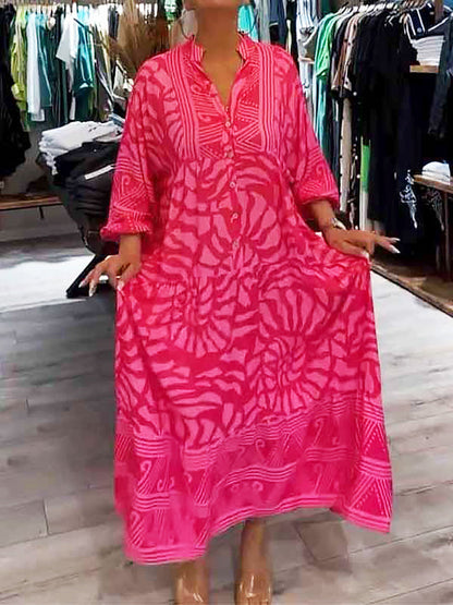 Chic Amira V-Neck Printed Maxi Dress for Effortless Style