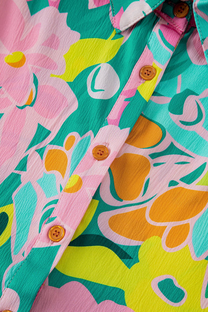 Nina - Charming Floral Babydoll Dress with Puff Sleeves and Delightful Button Front