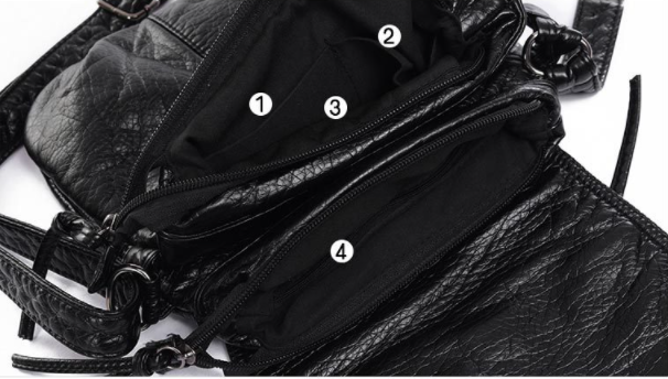 Chic Vintage Washed Leather Pleated Bag with Adjustable Shoulder Strap