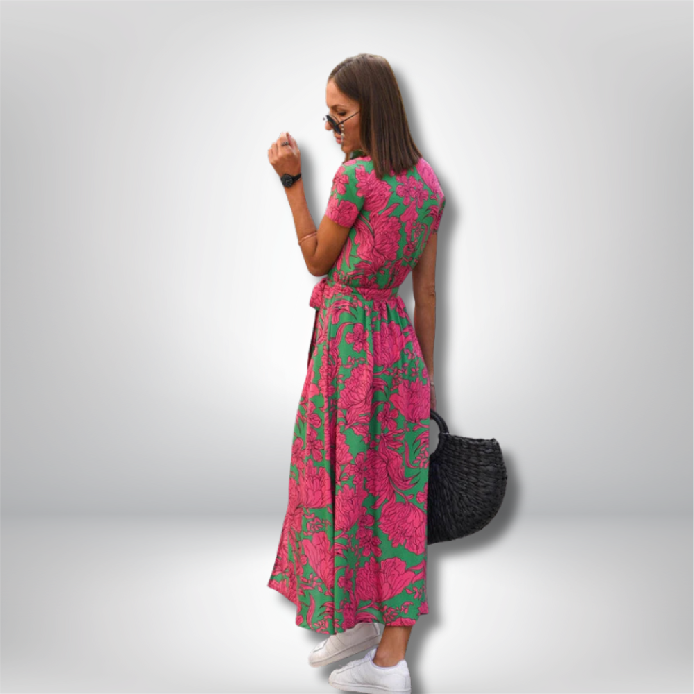 Bella - Stunning V-Neck Long Dress for Effortless Elegance