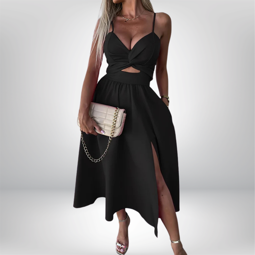 Alba - Elegant Slit Midi Dress for Effortless Style