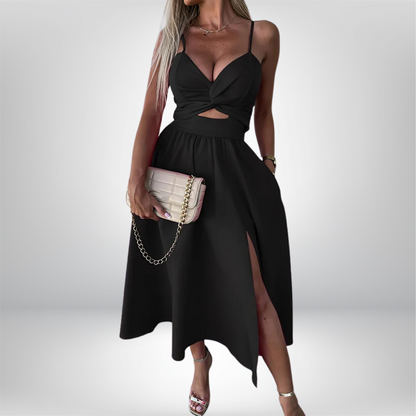 Alba - Elegant Slit Midi Dress for Effortless Style