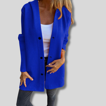 Charming Lizzy Cardigan Featuring Stylish Buttons and Cozy Hood