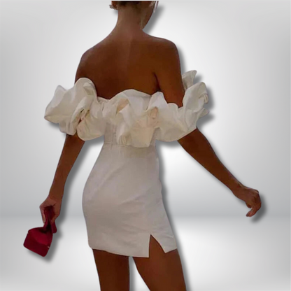 Inaya - Elegant Satin Off-the-Shoulder Mini Dress