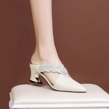 Anella - Elegant Lace Mules with Chic Braided Strap Design