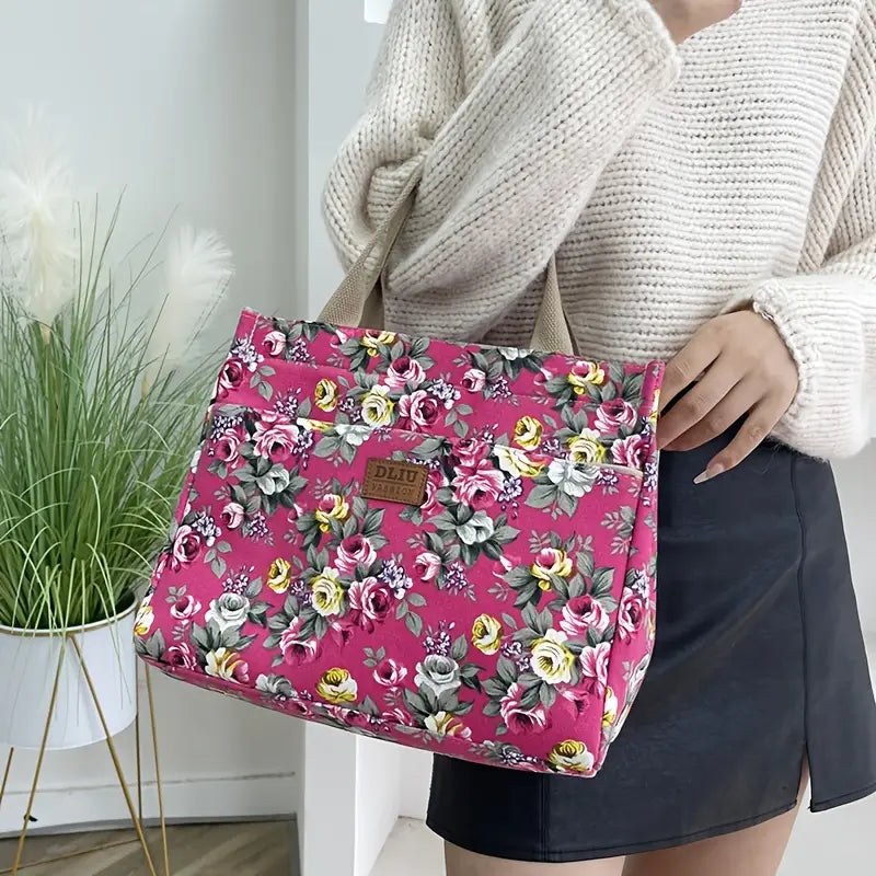 Chic Floral Print Tote Handbag for Effortless Elegance
