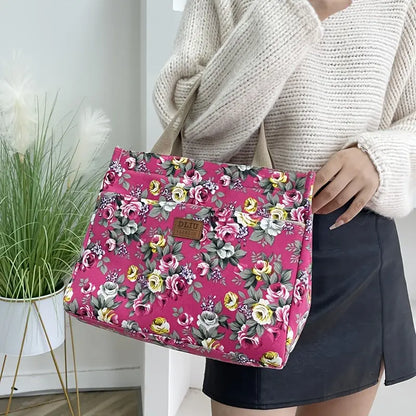 Chic Floral Print Tote Handbag for Effortless Elegance