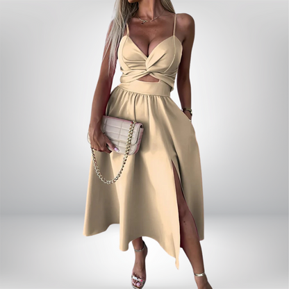 Alba - Elegant Slit Midi Dress for Effortless Style
