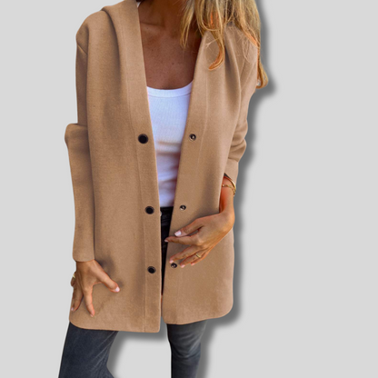 Charming Lizzy Cardigan Featuring Stylish Buttons and Cozy Hood