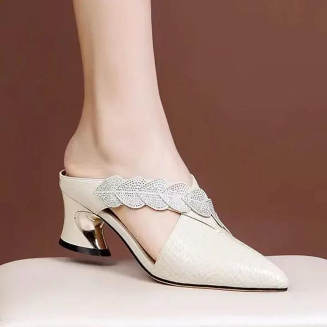 Anella - Elegant Lace Mules with Chic Braided Strap Design