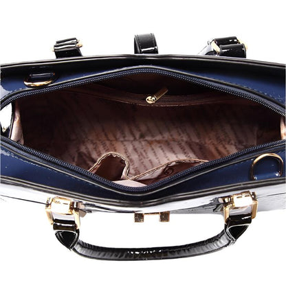 Léonie - Chic Blue Handbag Featuring a Gorgeous Shiny Crocodile Design