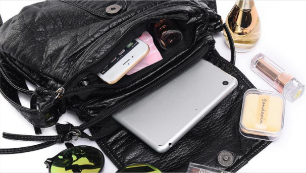 Chic Vintage Washed Leather Pleated Bag with Adjustable Shoulder Strap