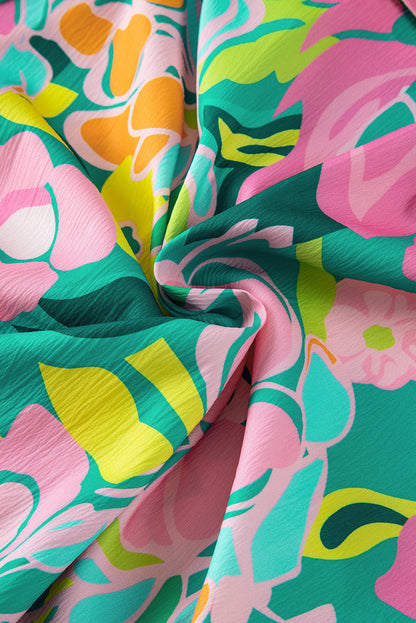 Nina - Charming Floral Babydoll Dress with Puff Sleeves and Delightful Button Front