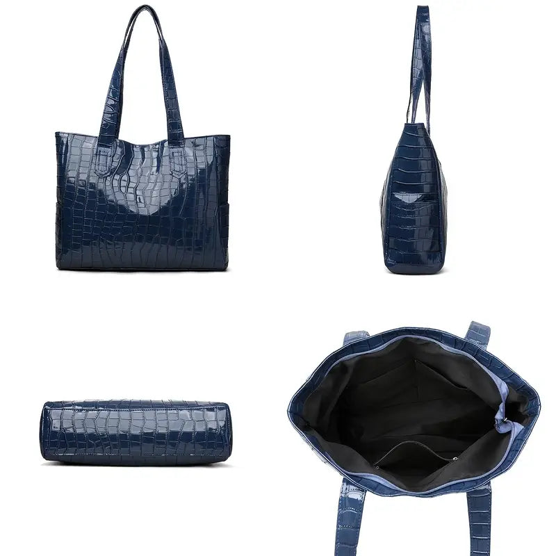 Stylish Crocodile-Embossed Tote Bag for Fashion-Forward Women
